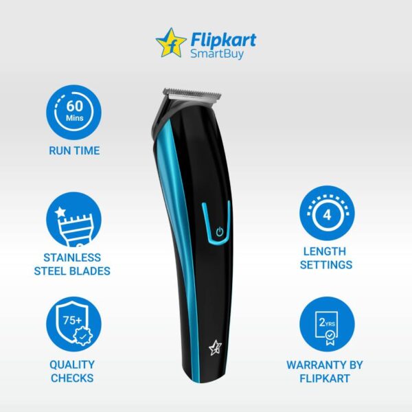 Flipkart SmartBuy M4D12B Runtime : 60 min Cordless USB Trimmer for Men  (Black) (7902) - Image 3
