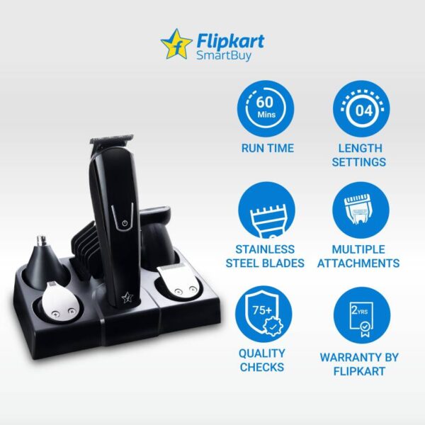 Flipkart SmartBuy PR-1971 Runtime: 60 min Multi Purpose Trimmer for Men  (Black, Silver) (7904) - Image 3
