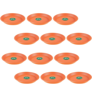 Trust Basket UV Treated Round Bottom Tray(Saucer/Plate) Suitable for 14 inch Round Plastic Pot-Terracotta Color-Set of 12 | Heavy Duty Highly Durable Plant saucer Gamla for Indoor Home Decor & Outdoor Balcony Garden ( 8128) (p)