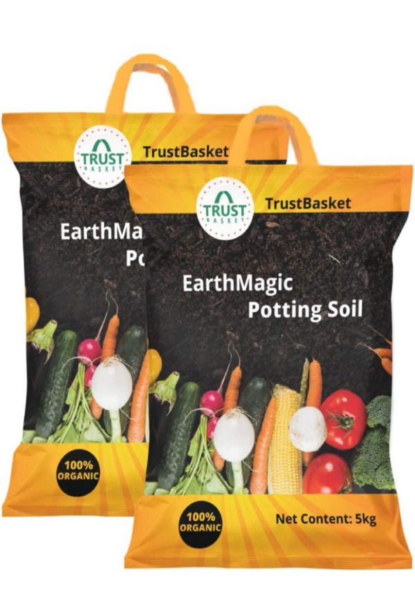 TrustBasket Potting Soil 10kg 100% Natural & Organic, Ready-to-Use Soil Mix | Nutrient-Rich, High Water Retention,Anti-Fungal,Super Fertile for All Plants | Perfect for Indoor, Outdoor & Home Gardens(8129)(p)