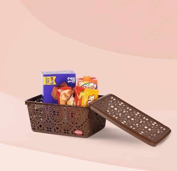 Nayasa Flower Storage Plastic Basket Medium (29 cm X 21 cm X 14 cm, Dark Brown) (SSB050)N.8508 minar body damege 
(vivek)