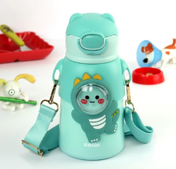 cello Funz Hot & cold stainless steel kids Water bottle 550ml bottle (pack of 1 Green steel). N.8651. minar body damege (vivek) - Image 3