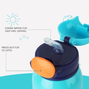 Cello Joytron Kids Flask | Stainless Steel Keeps Drinks Cool or hot for an Extra Long time | Double Walled Vacuum Insulated Technology | Leak Proof lid | 550ml, Blue N.8694 (vivek) Circle part not included