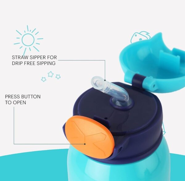 Cello Joytron Kids Flask | Stainless Steel Keeps Drinks Cool or hot for an Extra Long time | Double Walled Vacuum Insulated Technology | Leak Proof lid | 550ml, Blue N.8694 (vivek) Circle part not included