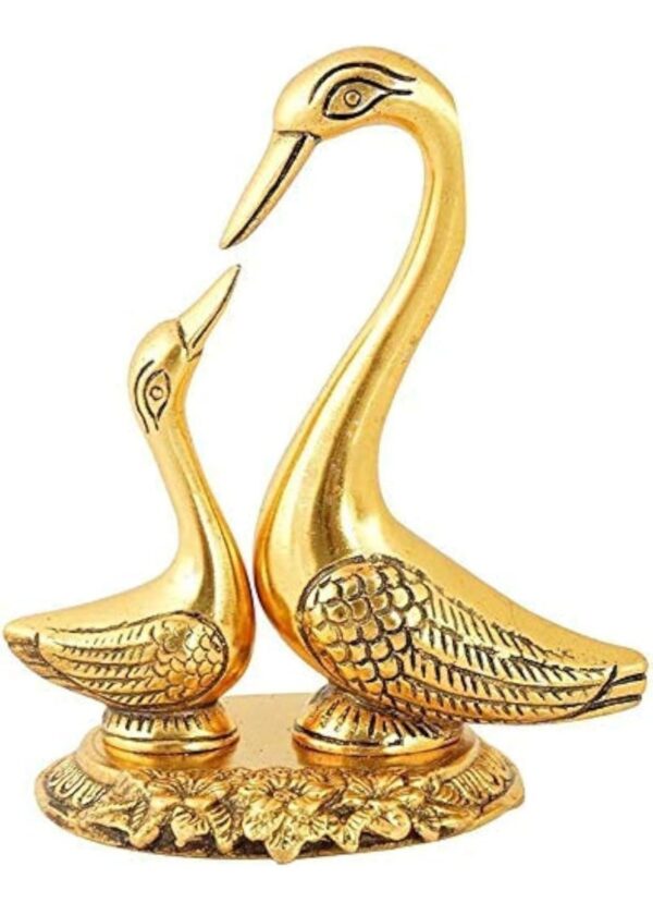 CraftVatika Pair of Kissing Duck Decorative Showpiece Metal Swan Set Statue for Home Table Office Desk Decoration-Gift for him her Couple Anniversary Birthday Valentine, 5x4.5x3 in, Gold (1) swan (minar pant damege) N.8490 (vivek) - Image 4