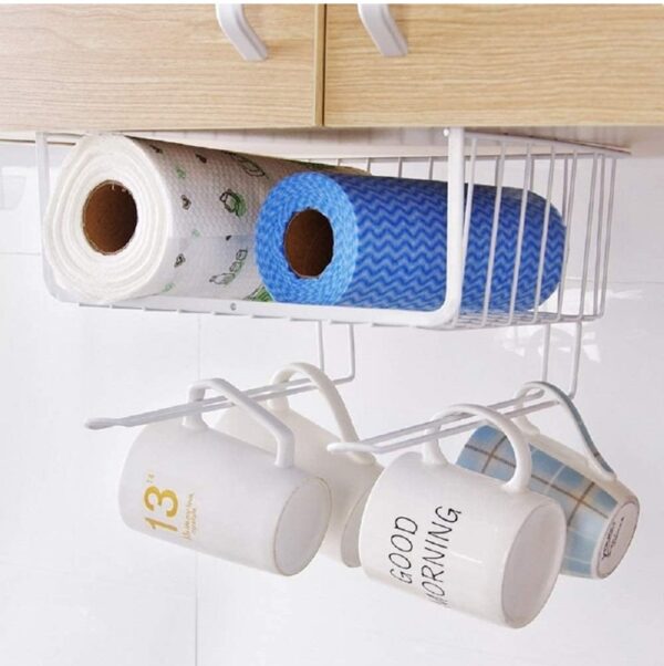 Bianco 12 Inch Multifunctional Storage Basket Kitchen Storage Rack Under Cabinet Storage Shelf Basket Wire Rack Organizer Storage White Versatile Durable Space Saving Convenient Pack of 1 N.8430 - Image 2