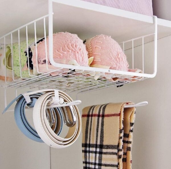 Bianco 12 Inch Multifunctional Storage Basket Kitchen Storage Rack Under Cabinet Storage Shelf Basket Wire Rack Organizer Storage White Versatile Durable Space Saving Convenient Pack of 1 N.8430 - Image 3