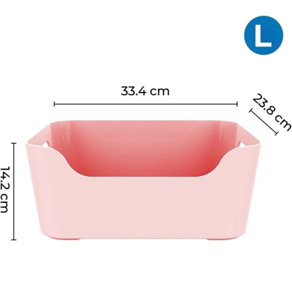 KOLORR Jolly Plastic Large Basket with Handle for Storage Box| Multipurpose Light Weight Plastic Baskets organiser for Clothes Toys Stationary Cosmetics Livingroom Bathroom | Pack of 2 - Pink N.8472 (vivek) - Image 3