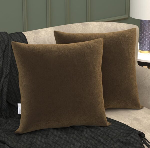 MY ARMOR Velvet Cushion Covers Set of 2-24 x 24 Inches, Soft & Luxurious Large Cushion Cases for Bedroom, Sofa, Chair & Living Room - Brown N.8473 (vivek) - Image 3