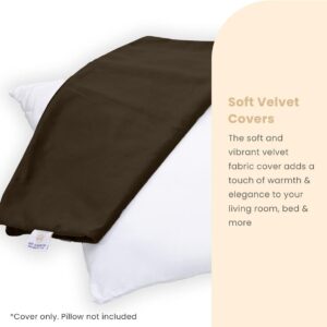 MY ARMOR Velvet Cushion Covers Set of 2-24 x 24 Inches, Soft & Luxurious Large Cushion Cases for Bedroom, Sofa, Chair & Living Room - Brown N.8473 (vivek)
