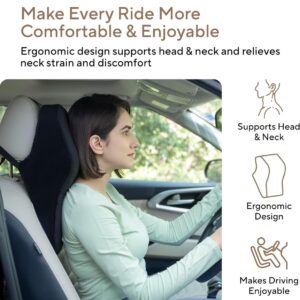 FOVERA Car Neck Rest Pillow | 2 Years Warranty | Memory Foam Neck Pillow for Car, Car Seat Head Rest Cushion for Neck & Cervical Support - Relieves Neck Pain (Large, Black, Pack of 1)N.8523. 8524. 8525. (Vivek)