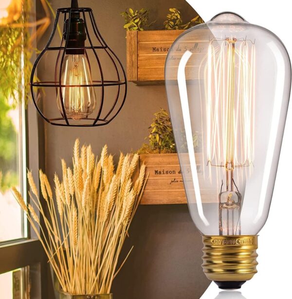 Lexton Edison Tungsten Filament Bulb | Antique Glass Light Bulbs | Vintage Base | E27 | Yellow Light | Pack of 10| Home Decoration, Hall, Restaurant, Bar Lighting N.8492 ( vivek) - Image 2