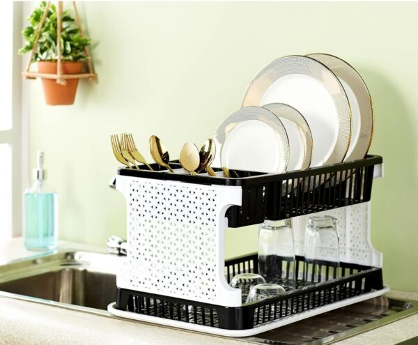 Amazon Brand - Solimo Plastic Dish Drainer, (Black , 51 cm * 33 cm * 27.2 cm) Minor body damege N.7837 ( vivek)