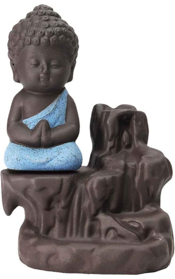 CraftJunction Baby Monk Smoke Backflow Incense Holder Showpiece Figurine with 10 Incense Sticks(11 * 6 * 11 cm) (backside body     minor damage) N.8288 (vivek) - Image 2