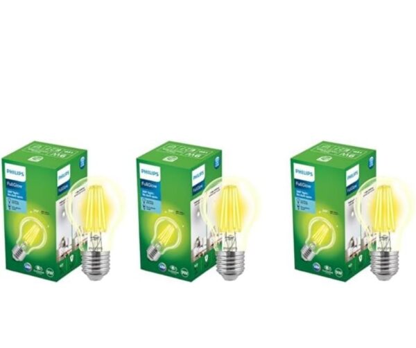 PHILIPS Full Glow 9-watt E27 Clear LED Bulb | Warm White, Pack of 3.  N.313 (V)