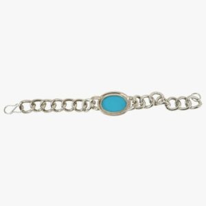 De-Ultimate Stylish Trending Fashionable Silver Coated Stainless Steel Lucky Blue Stone Turquoise Wrist Friendship Bracelet For Men & Boys Being Human Jewellery Set SHANI