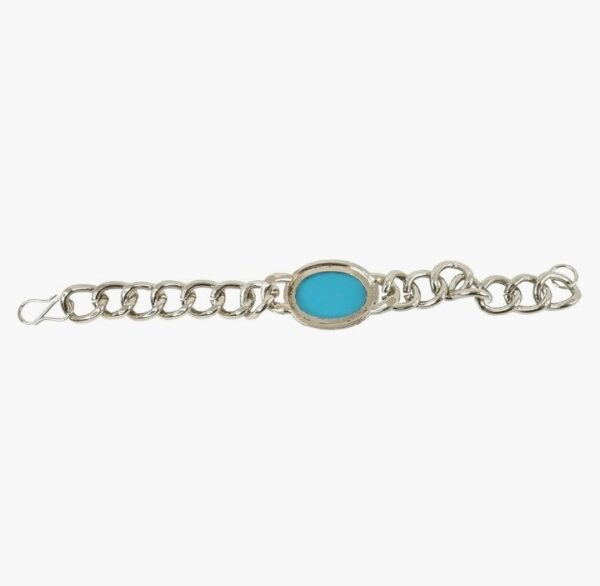 De-Ultimate Stylish Trending Fashionable Silver Coated Stainless Steel Lucky Blue Stone Turquoise Wrist Friendship Bracelet For Men & Boys Being Human Jewellery Set SHANI