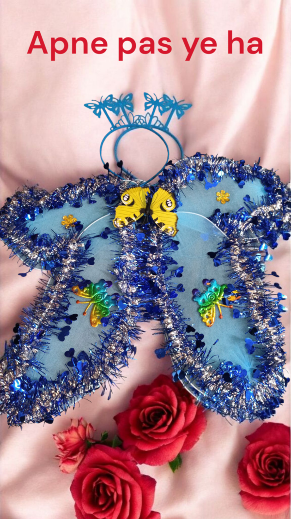 YUPPIN Fairy Butterfly wings, hair band and magic wand for princess dress up party for Girls  isatik not included 
shani - Image 2