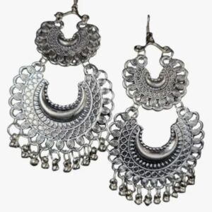 ScortHub German Silver Afghani Jhumka Earrings - Antique Oxidised Dangle Earrings with Intricate Detailing for Women, Ideal for Ethnic Wear
shani (d58)