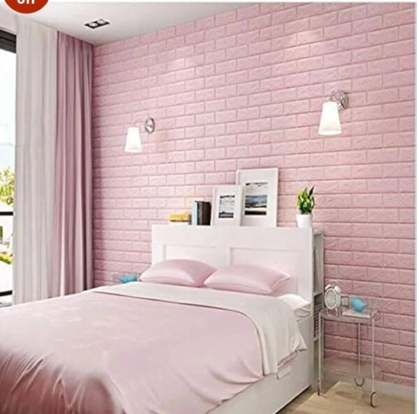 Barebeauty 3D Brick Wallpaper PE Foam self Adhesive Brick Design Wall Stickers/DIY Wallpaper for Home Hotel Living Room Bedroom Cafe Deco (70 x 77 cm, White) (Pink 1)
shani 8305 - Image 5