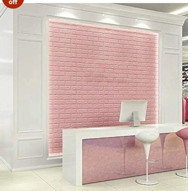 Barebeauty 3D Brick Wallpaper PE Foam self Adhesive Brick Design Wall Stickers/DIY Wallpaper for Home Hotel Living Room Bedroom Cafe Deco (70 x 77 cm, White) (Pink 1)
shani 8305 - Image 2