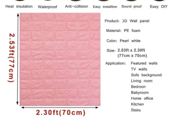 Barebeauty 3D Brick Wallpaper PE Foam self Adhesive Brick Design Wall Stickers/DIY Wallpaper for Home Hotel Living Room Bedroom Cafe Deco (70 x 77 cm, White) (Pink 1)
shani 8305