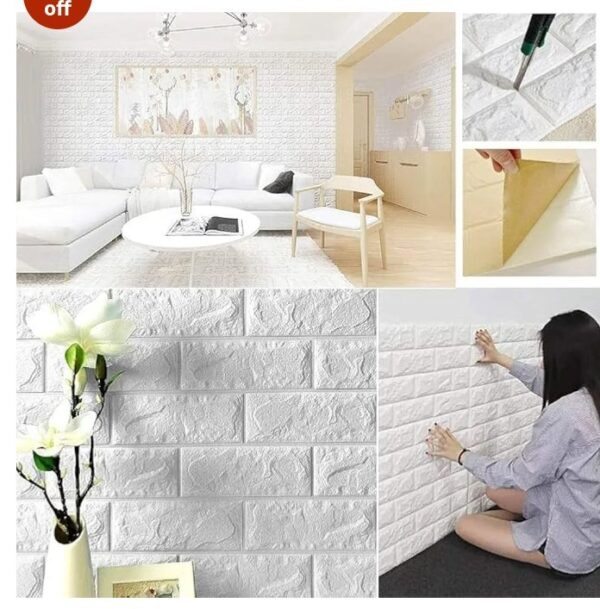 STL Self Adhesive PE Foam Brick Design 3D Wall Stickers/DIY Wallpaper Suitable for Home, Hotel, Living Room, Bedroom and Café Wall Décor - White (70 x 77cm, Pack of 1)
8307-8308 shani