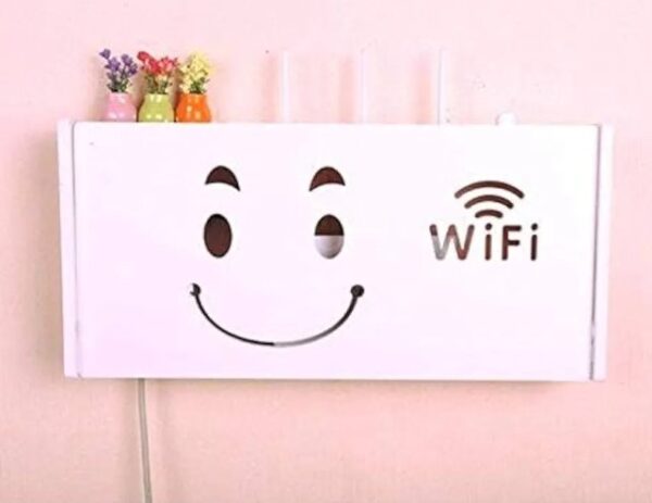 HELLONZ Wifi Router Storage Box, Wall-Mounted Router Rack Floating Wifi Wall Shelf, Pvc Decorative Wifi Hider Storage Box For Storage Of Wires, Tv Set-Top Boxes, Smiley Storage Box Only, (White)
(ye box tutrha he) 8311 shani - Image 2