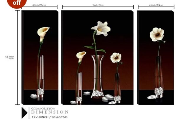 SAF paintings Set of 3 Flower Pot UV Textured Self adeshive Home Decorative Painting 18 Inch X 12 Inch SAF-JM4925
 shani 8304
