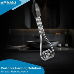 Bajaj Copper 1000 Watts Immersion Rod Heater For Home|Water Heater Rod For Efficient Heating|With Anti-Corrosive Nickel Plating|Isi Approvel Safety&Quality|2-Yr Warranty|Silver N8605 N8606 N8607 Neeraj