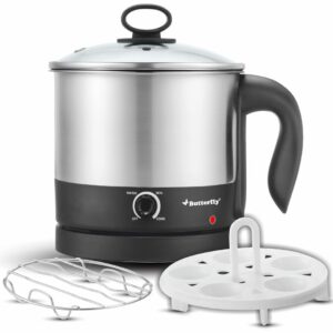 Butterfly Stainless Steel Matchless Multi Kettle 1.2 Liter - With Egg Rack + Ss Rack, 600 Watts N8680 Neeraj