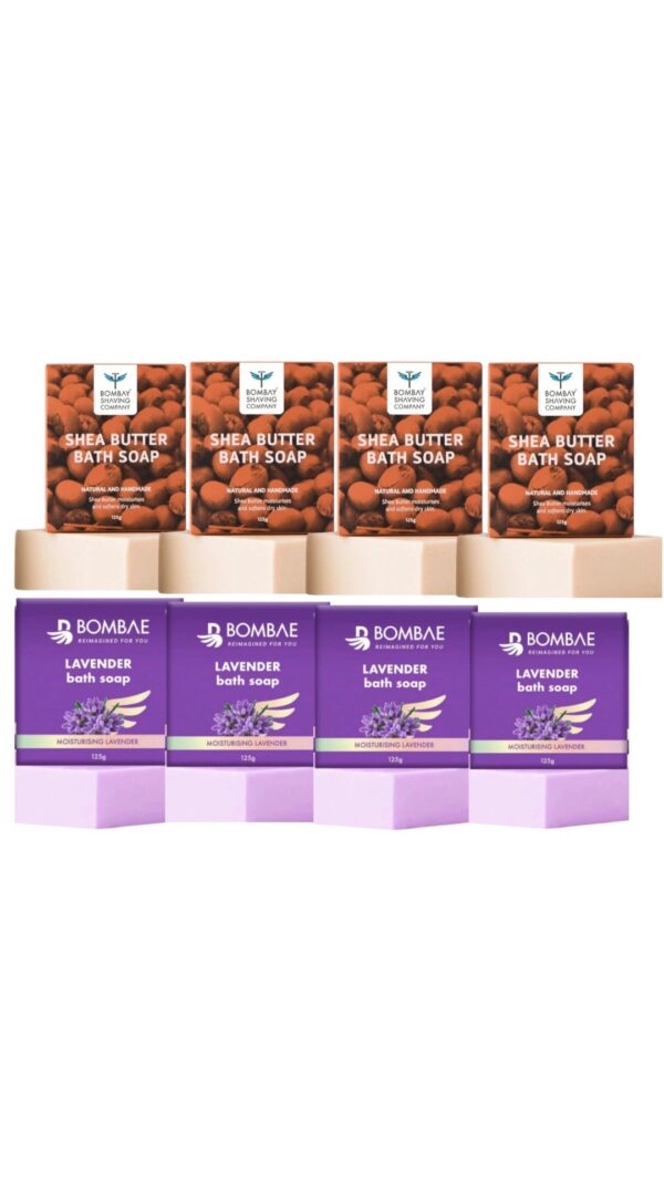 Bombay Shaving Company Shea Butter Moisturizing Bath Soap with Extra Virgin Coconut Oil and honey for dry skin,(LAVENDER BATH SOAP  )  125g (SET OF 8 PCS ) ( EXPIRY 08/25 )