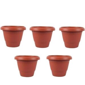 Good Vibes Plastic Flower Pot for Balcony 10 Inch Heavy Duty Plastic Flower Plant Pot Plant Container Set Brown (Pack of 4)Rajender  8183