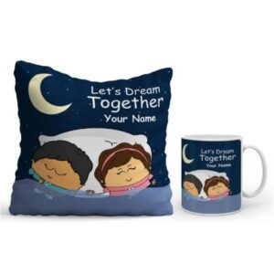 Indigifts Customized Valentine Gift|Cushion with Filler 12X12 Ceramic Mug 325 ml Combo Set | Dream Together |Gift for Couples, Boyfriend, Girlfriend,Wife,Husband|Personalised with Name

Rajender 8271 (1)