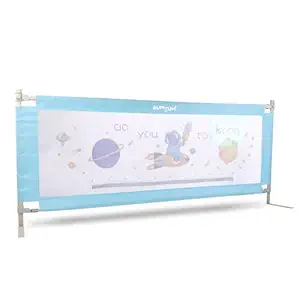 Bumtum Space Print Blue Bed Rail | Kids Safety |180x72Cm Bed Rails for Baby & Toddler Safety | Portable Baby Bed Fence | Adjustable | Single Side Baby Bed Rail.(6948)