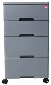 CELLO Hinged Door Plastic Painted Storewell Chest Of Drawers (Ice Grey), 43.18 X 38.1 X 69.49 CM