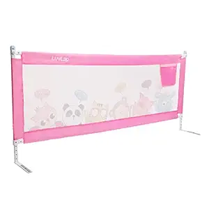LuvLap Bed Rail Guard for Baby/Kids Safety, 180cm x 72 cm(6ft x 2.3ft), Portable & Foldable, Baby Safety Essential, Adjustable Height, fits All Bed Sizes (Pink - Without Print)(6943,6638)