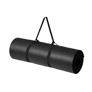 Amazon Basics 13mm Extra Thick NBR Yoga and Exercise Mat with Carrying Strap, Black  Minar damage