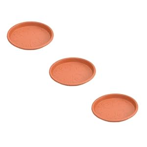 Ugaoo UV Treated Gardening Plastic Tray (Plate/Saucer) for Pots - 24 inch, Brown/Terracotta Color, Set of 3 | Tray for Plants Pot for Indoor Home Decor & Outdoor Garden & Balcony (1 PCS DAMAGE HAI ) (6402)