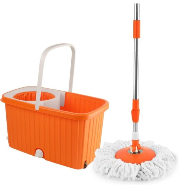 CELLO KLEENNO total clean 360 degree bucket spin mop with 1 extra micro fiber refill mop