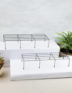 Nurturing Green® Pack of 2 Metal Plant Stand for Balcony | Black Metal Pot Stand for Outdoor Plants (Size- 24 Inch L & 8.5 Inch W) - [Plants are not Included] | Plant Stand For Living Room (6403)