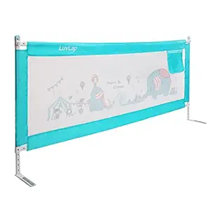 LuvLap Comfy Baby Bed Rail Guard for Baby & Toddler Safety, 180cm x 72cm, Bed rails for baby safety, Foldable & Portable, Adjustable Height, Single bed side rails for baby, Pack of 1 (Green) (7225) (.7239)(PK)