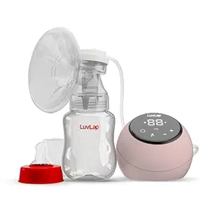 Luvlap Adore Electric Breast Pump with 2 Phase Pumping, Rechargeable Battery, 2pcs Breast pads free, Soft & Gentle, BPA Free (Nipple not included) (7193)
