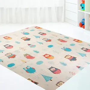 BUMTUM Baby Play Mat | Waterproof Portable Double Side Soft Reversible Non Toxic BPA Free Learning & Crawling Foldable Foam for Toddler, Infant & Kids (Happy Day Print)(6950)