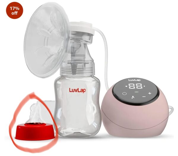 Luvlap Adore Electric Breast Pump with 2 Phase Pumping, Rechargeable Battery, 2pcs Breast pads free, Soft & Gentle, BPA Free (Nipple not included) (7193) - Image 2