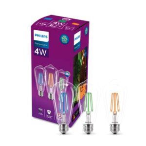 PHILIPS 4-watt E27 ST64 LED Glass Amber Filament Bulb | Decorative LED Bulb for Home Decoration | Orange, Pack of 1