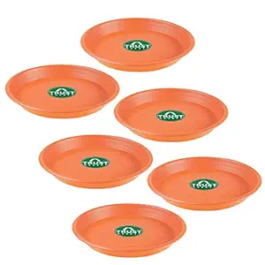 TrustBasket UV Treated Round Bottom Tray(Plate/Saucer) Suitable for 12 inch Round Plastic Pot-Terracotta Color-Set of 6 | Heavy Duty Highly Durable Plant saucer Gamla for Indoor Home Decor & Outdoor Balcony Garden (7728)