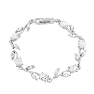 Yellow Chimes Bracelet for Women and Girls Crystal Bracelets for Women | Rose Leaf Shaped Silver Rose Gold Plated Crystal Bracelet | Birthday Gift for Girls and Women Anniversary Gift for Wife  (SHANI,220,