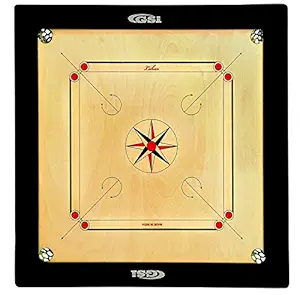 GSI Superior Matte Finish Club Carrom Board For Professionals And Clubs With Coins Striker And Boric Powder, Pack Of 1, Beige (Xx-Large 35 Inch 8Mm), All Ages