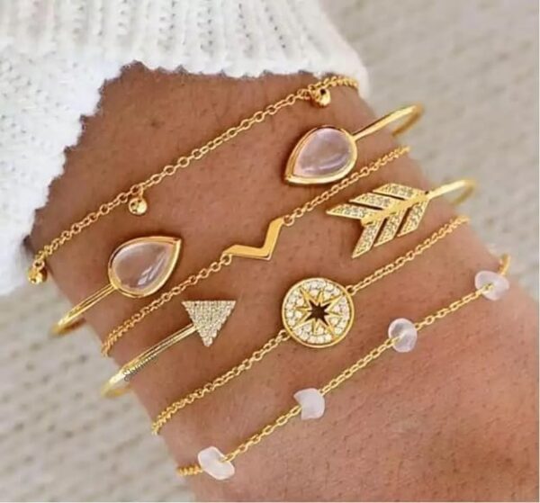 Shining Diva Fashion Latest Stylish Multilayer Gold Plated Bangle Bracelet for Women and Girls (rr14669b) Set of 6(ATUL 5) - Image 4